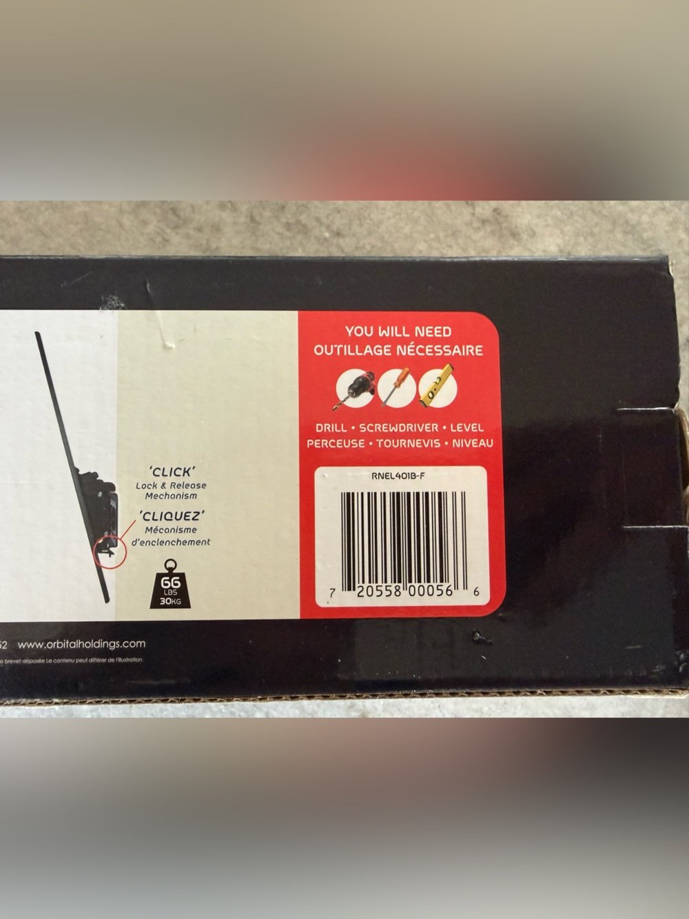 Orbital Adjustable Tilt TV Wall Mount (Model RNEL4018-F) never used in box. - Picture 7 of 11